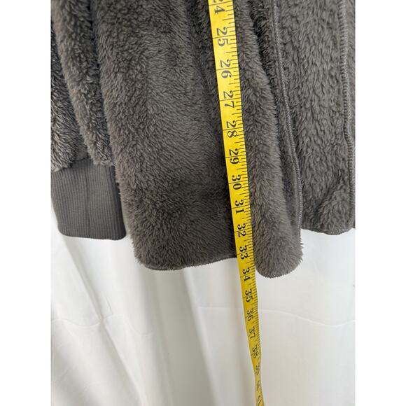 Hem & Thread Gray Sherpa Hooded Jacket One Size Super Soft Cozy Teddy Loungewear - Picture 11 of 11